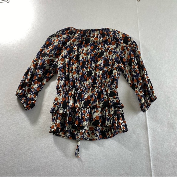 Twentyone Abstract Print Top small long sleeve cinched waist blouse - Picture 10 of 10